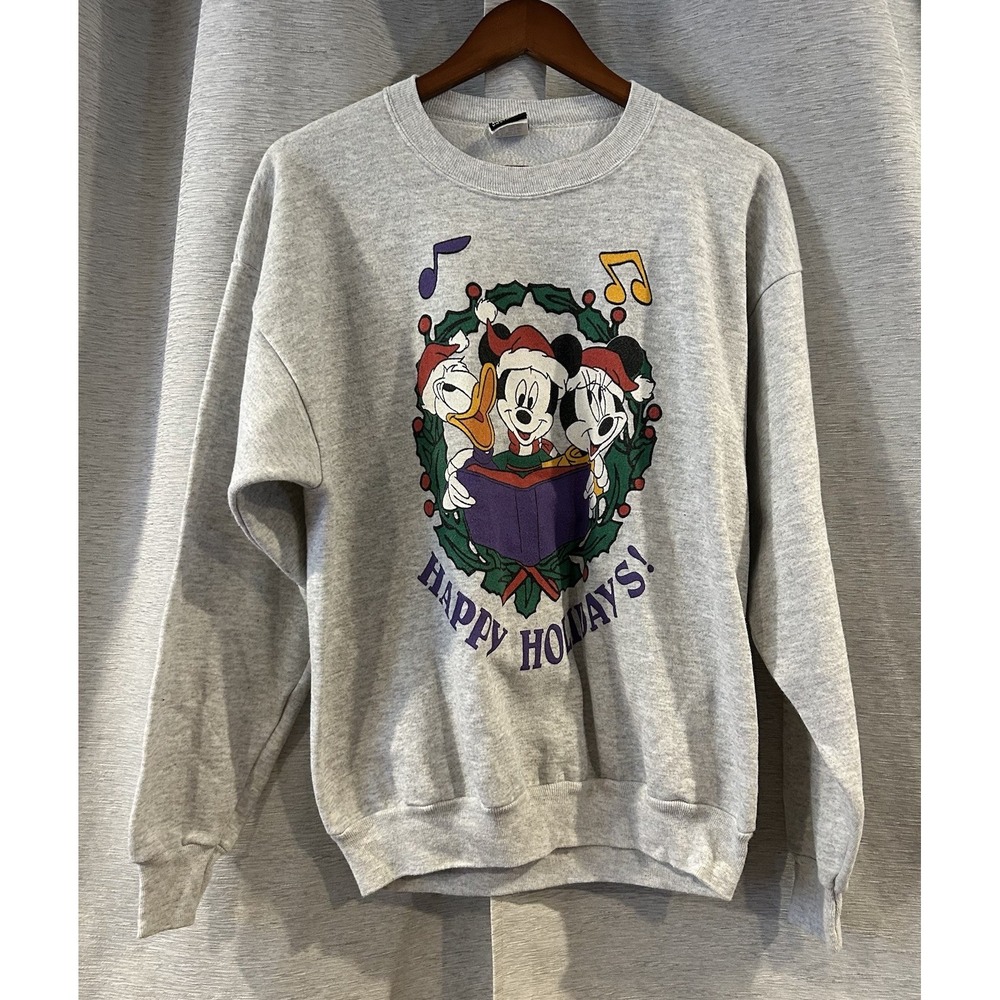 Vintage‎ Disney Mickey Minnie Donald Gang Holiday Crewneck Sweatshirt Size XL
